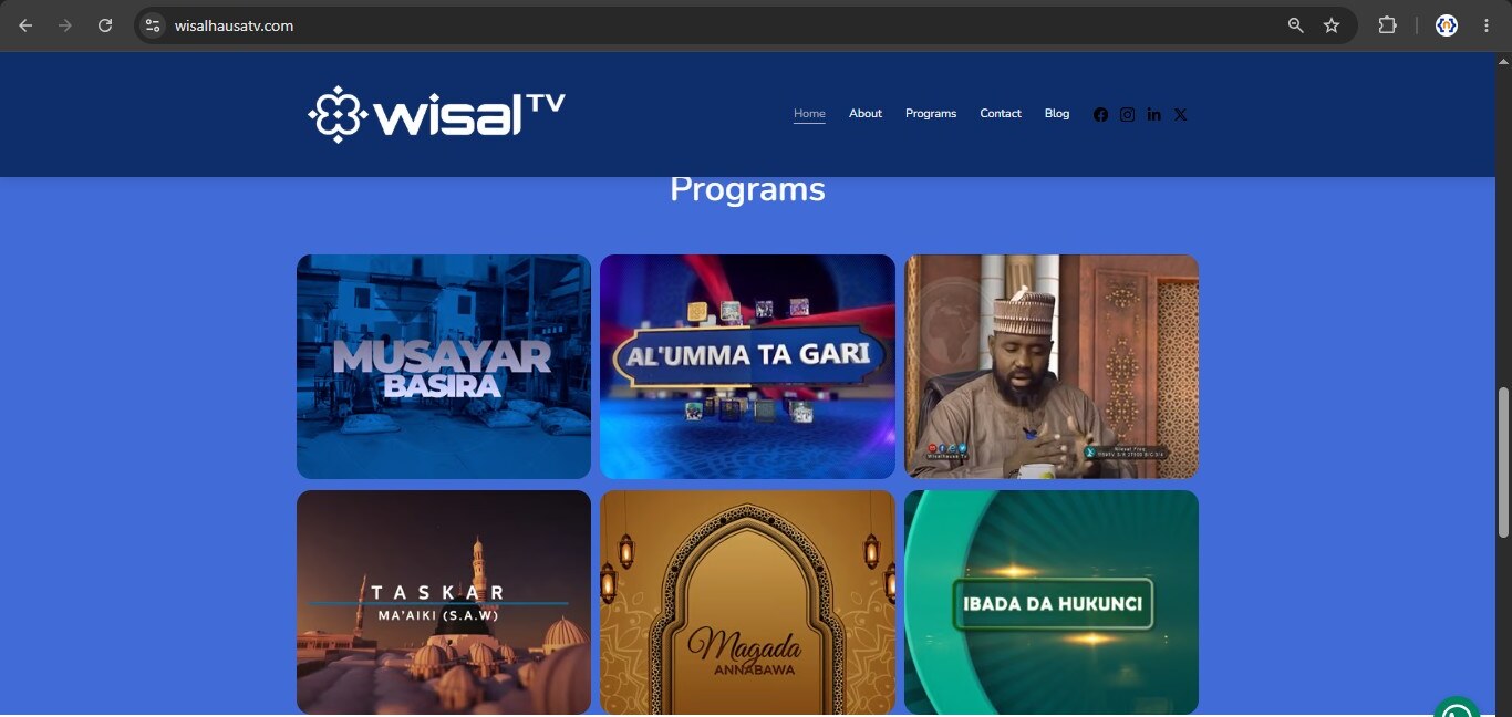 Wisal Hausa TV website screenshot